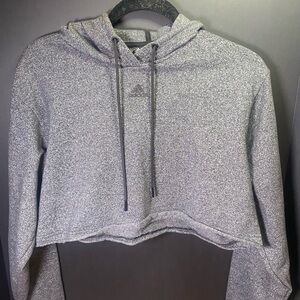 Adidas Women's Heathered Gray Cropped Hoodie